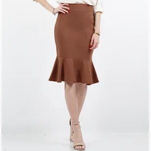 Vintage Intuitions Brown Ruffled Flounce Skirt Size 6